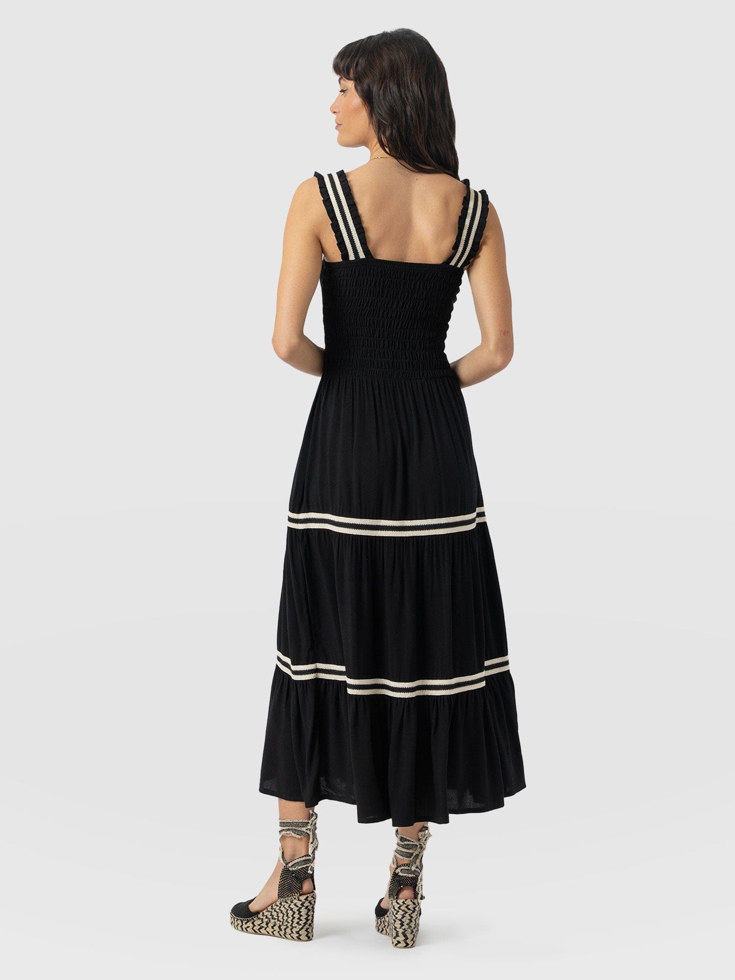 Maya Shirring Dress - Black - Women's Dresses | Saint + Sofia® USA